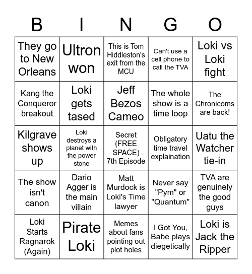 Mrs.Pineappleface's Loki Bingo Card