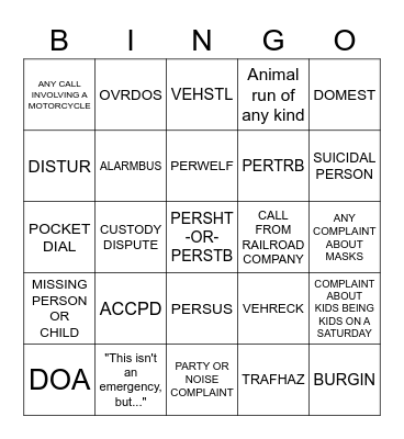 911 Telecommunicator Week!!! Bingo Card