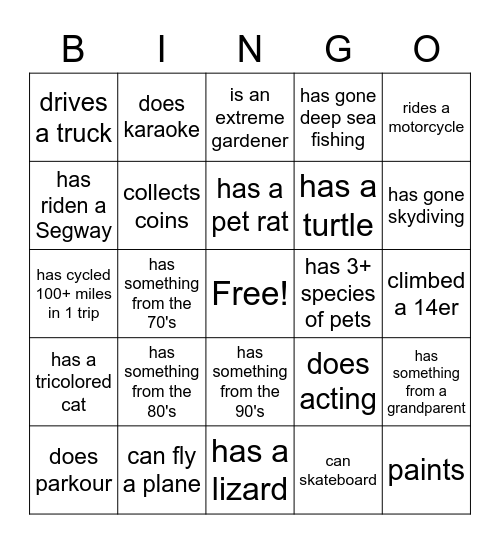 Find someone who... Bingo Card