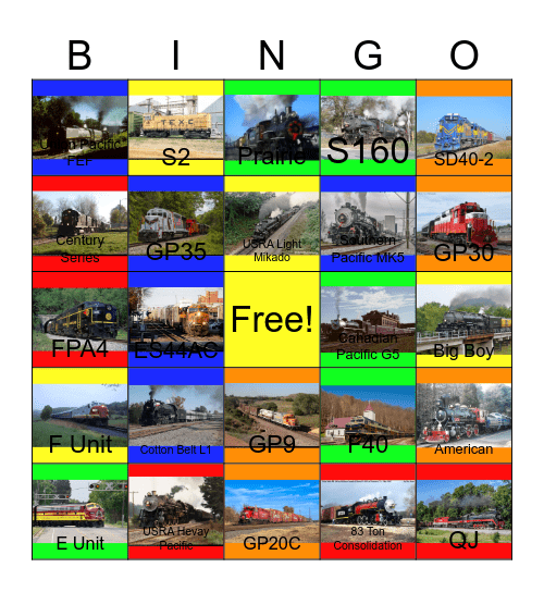Locomotives in the South Bingo Card