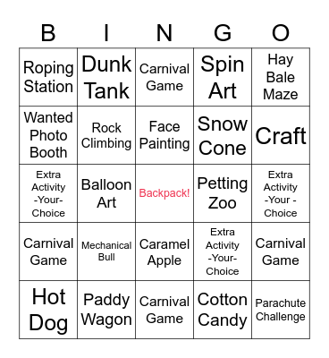 Back to School Bash Bingo Card