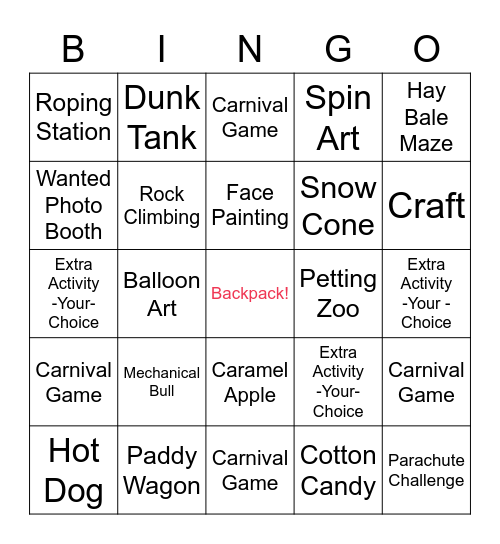 Back to School Bash Bingo Card