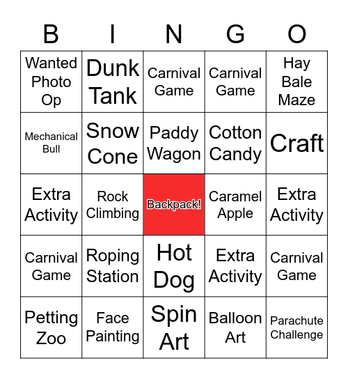 Back to School Bash Bingo Card