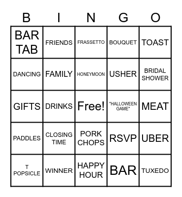 NACHO AVERAGE BRIDE MEAT BINGO Card