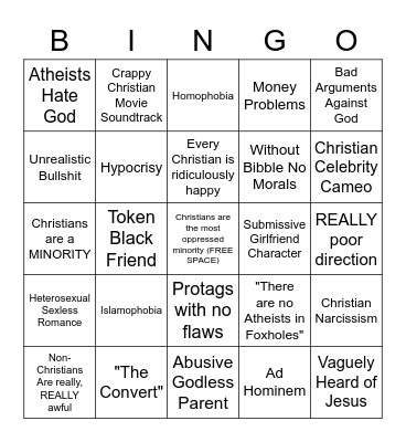 Evangelical Propaganda Bingo Card