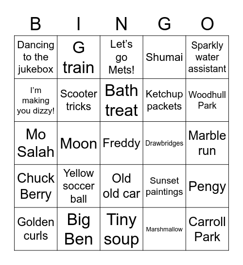 Jake’s Birthday Bingo #2 Bingo Card