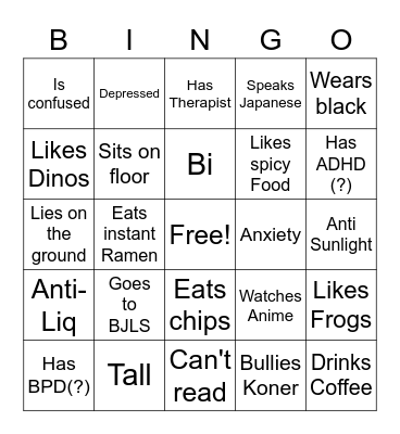 Yoshi Bingo Card