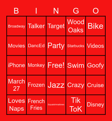 Haley Bingo Card