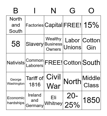 Section 7.2 Bingo Card