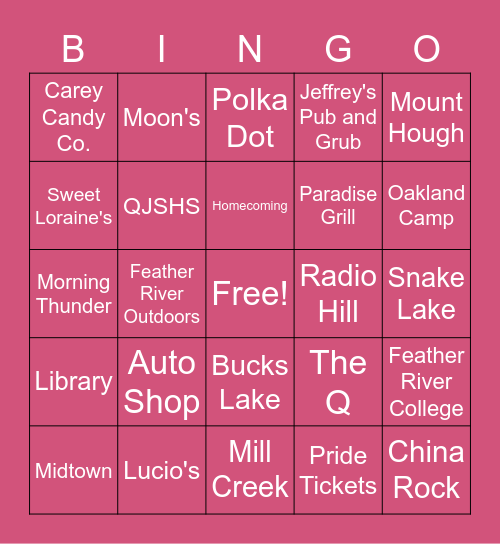 QHS Bingo Night!!! Bingo Card