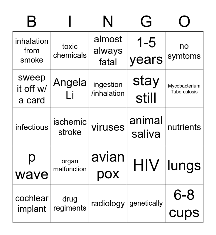 Biomedical Club Bingo! Bingo Card