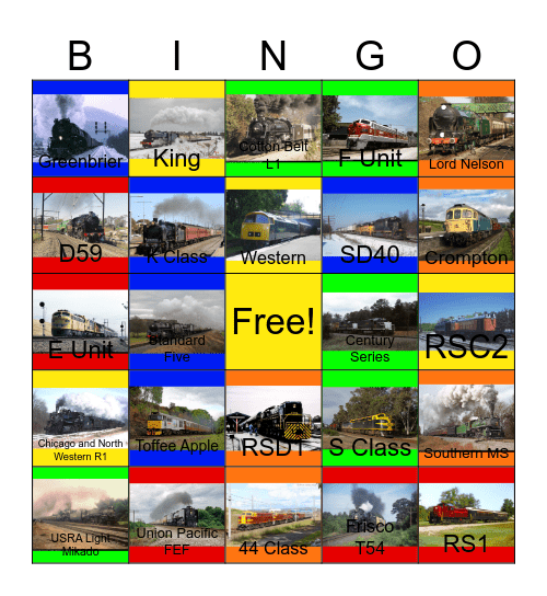 Railroad Museums that I would like to visit one day Bingo Card