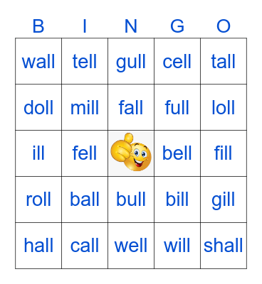 Phonics LL words Bingo Card