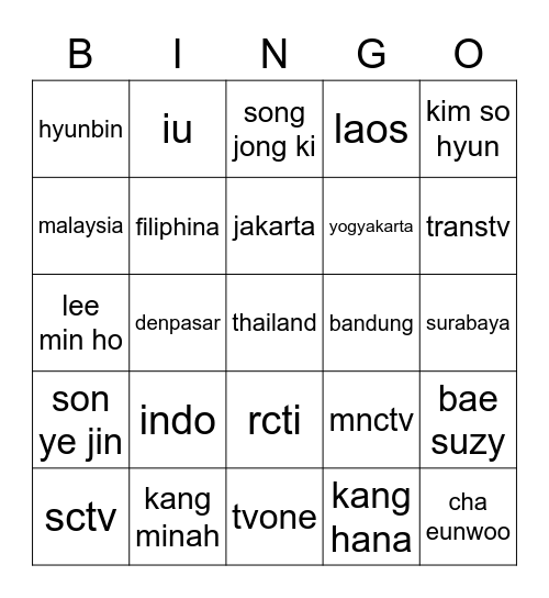 Reghina Bingo Card