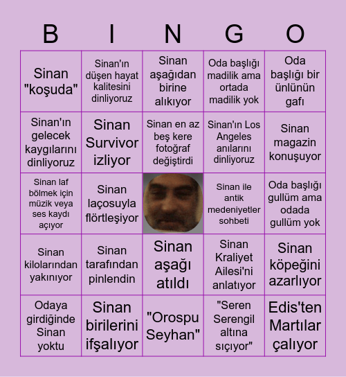 Sinan Hotiç CH Odası Açıyor Bingo Card