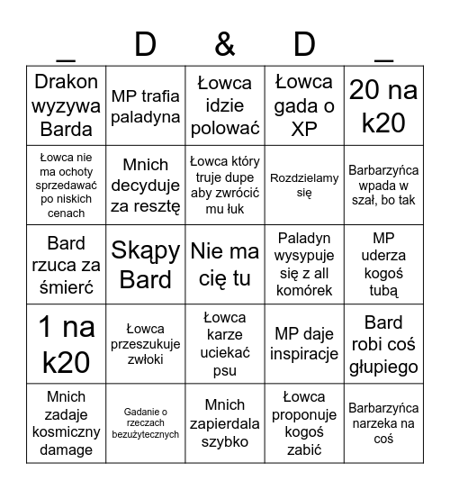 D&D BINGO Card