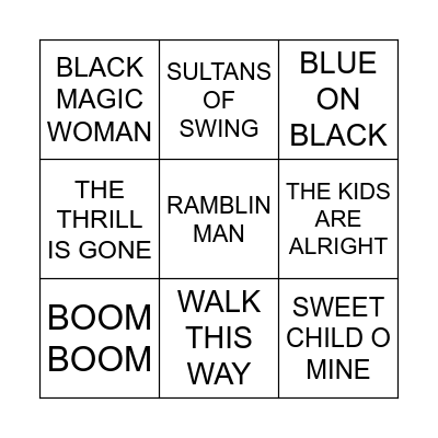 GUITAR GODS Bingo Card