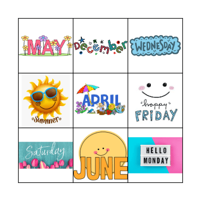 Days/Months/Seasons Bingo Card