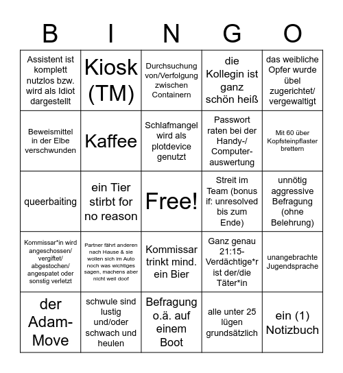 Tatort Bingo Card