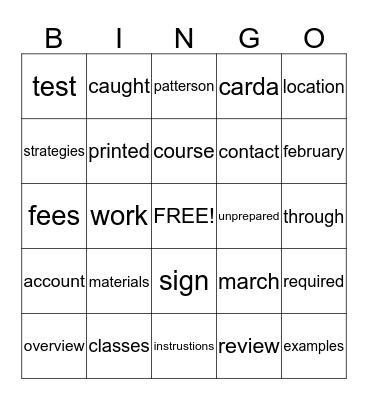 Bingo Card