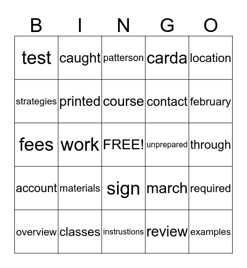 Bingo Card