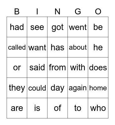 red 29 Bingo Card