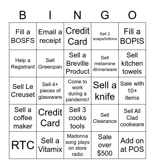 Sunday Funday Bingo Card