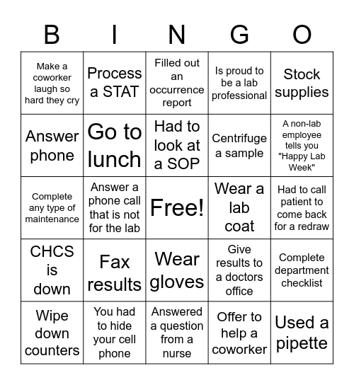 HAPPY LAB WEEK Bingo Card