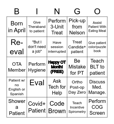 OT Month Bingo! Bingo Card