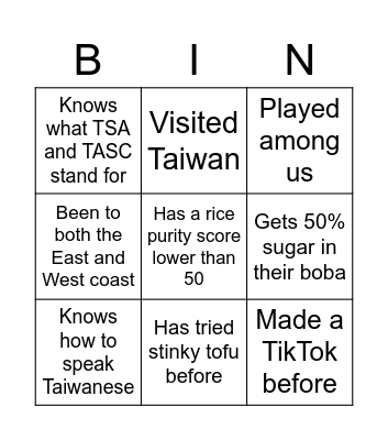 CMU TSA x Bing TASC Bingo Card
