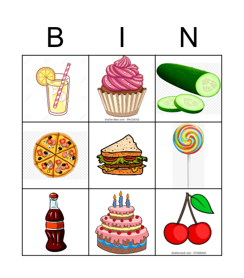 Bingo Food Bingo Card