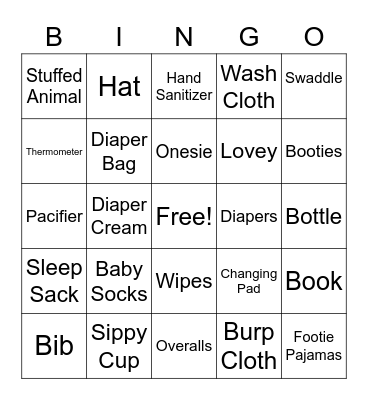 Ayers Baby Shower Bingo Card