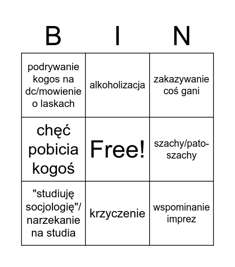 bony bingo Card