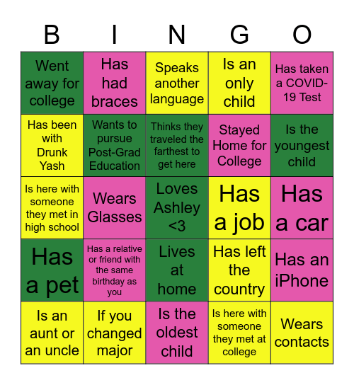 "Drink To That" Bingo Card