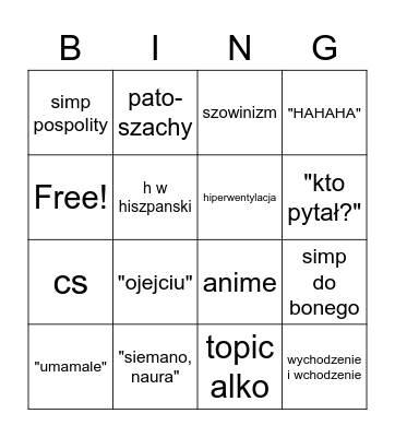 vegol Bingo Card