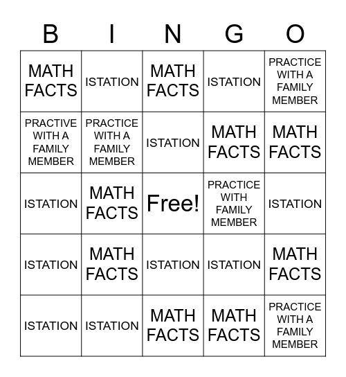 HOMEWORK BINGO Card