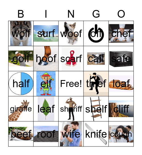 Word final /f/ Bingo Card