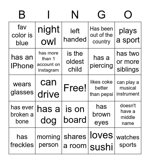 Dino Bingo Card