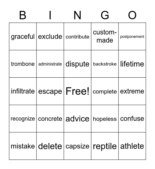 WILSON 4.3 Bingo Card