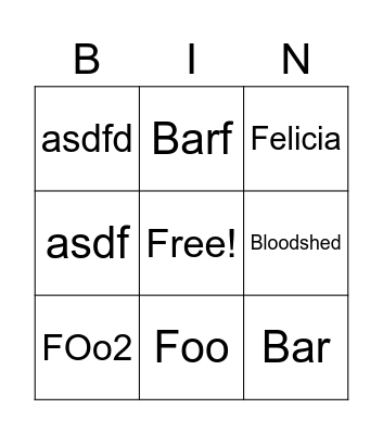 Test Bingo Card