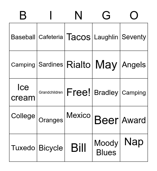 Birthday Bingo Card