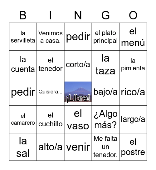 Realidades 1 5B Bingo Card