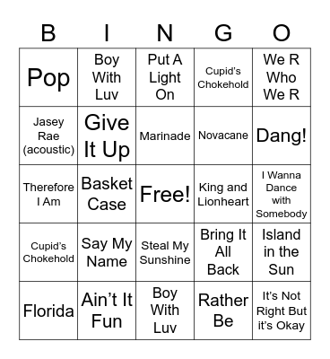 Musical BINGO Card