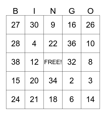 2, 3 & 4 Time Tables! Bingo Card