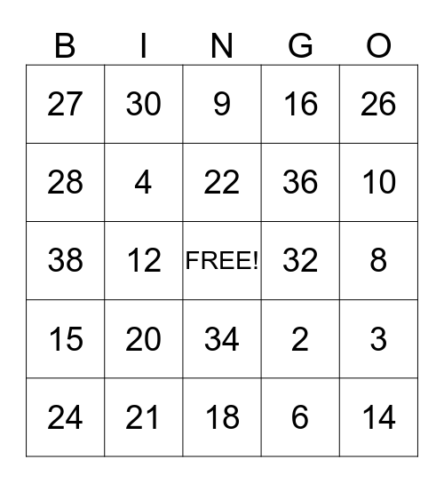 2, 3 & 4 Time Tables! Bingo Card