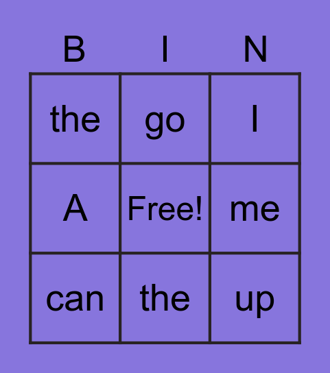 Pre-Kindergarten Sight Word Bingo (set 1) Bingo Card