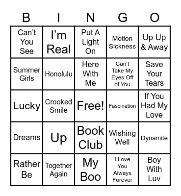 Musical Bingo Card