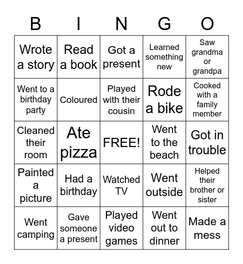 Welcome Back BINGO! Bingo Card