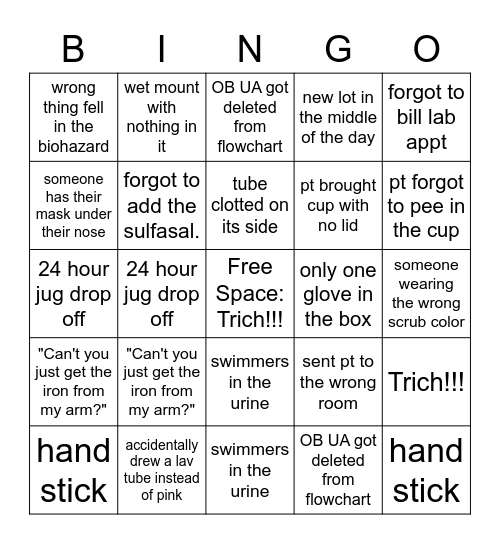 Lab Week Bingo Card