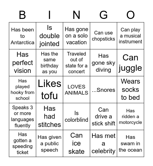 Find Someone Who... Bingo Card